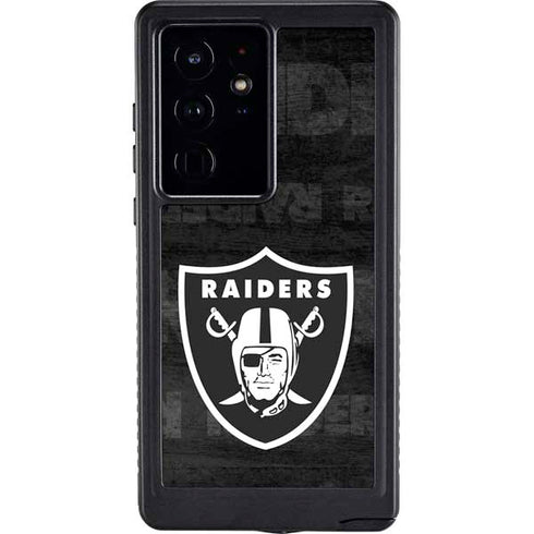 NFL Las Vegas Raiders Black & White Galaxy S24 Ultra Waterproof Case
