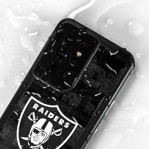 NFL Las Vegas Raiders Black & White Galaxy S24 Ultra Waterproof Case