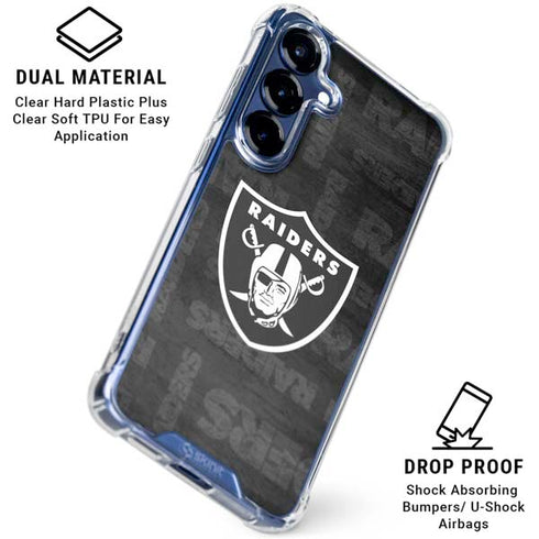 NFL Las Vegas Raiders Black & White Galaxy S25 Plus Clear Case