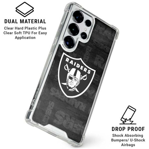NFL Las Vegas Raiders Black & White Galaxy S25 Ultra Clear Case