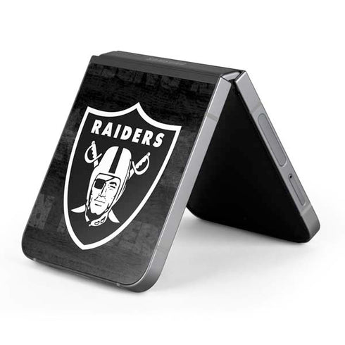 NFL Las Vegas Raiders Black & White Galaxy Z Flip6 Skin