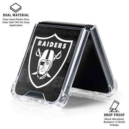 NFL Las Vegas Raiders Black & White Galaxy Z Flip6 Clear Case
