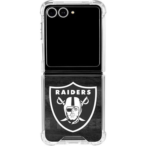 NFL Las Vegas Raiders Black & White Galaxy Z Flip7 Clear Case