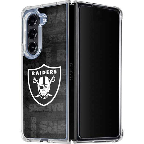 NFL Las Vegas Raiders Black & White Galaxy Z Fold5 5G Clear Case