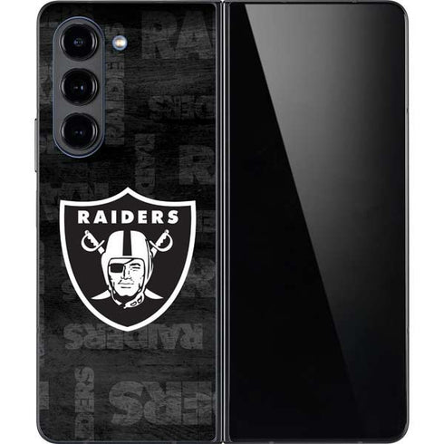 NFL Las Vegas Raiders Black & White Galaxy Z Fold5 5G Skin