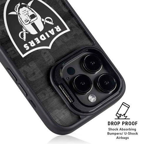 NFL Las Vegas Raiders Black & White iPhone 14 Pro Max Kickstand Case