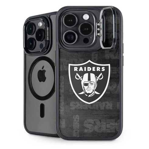 NFL Las Vegas Raiders Black & White iPhone 15 Pro Kickstand Case