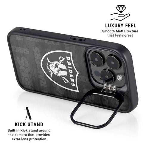 NFL Las Vegas Raiders Black & White iPhone 15 Pro Max Kickstand Case