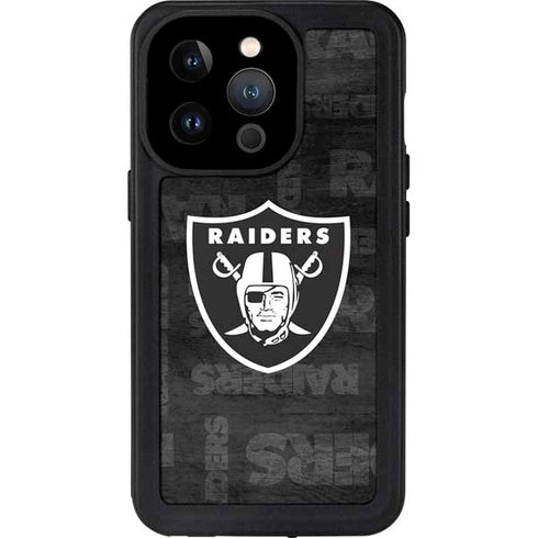NFL Las Vegas Raiders Black & White iPhone 15 Pro Waterproof Case