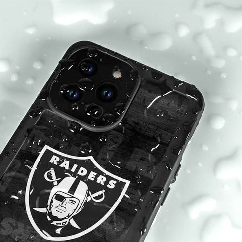 NFL Las Vegas Raiders Black & White iPhone 15 Pro Waterproof Case