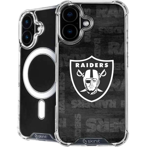 NFL Las Vegas Raiders Black & White iPhone 16 MagSafe Case