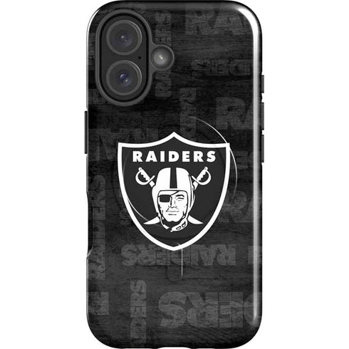 NFL Las Vegas Raiders Black & White iPhone 16 Magsafe Impact Case