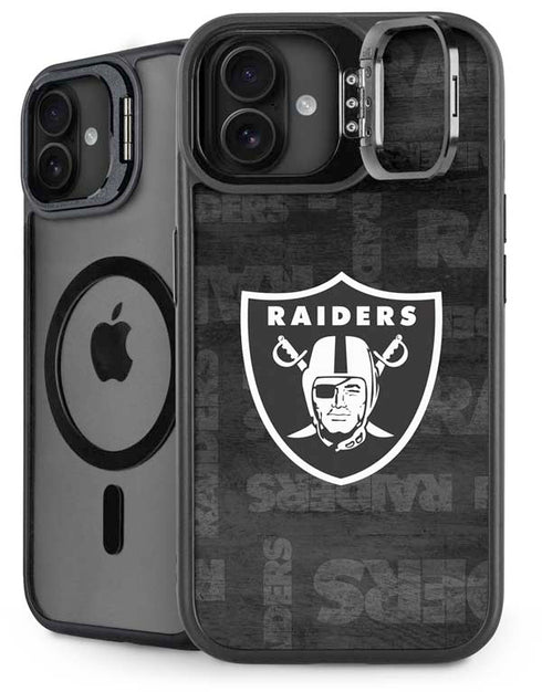 NFL Las Vegas Raiders Black & White iPhone 16 Plus Kickstand Case