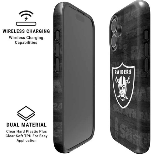 NFL Las Vegas Raiders Black & White iPhone 16 Plus Magsafe Impact Case