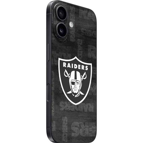 NFL Las Vegas Raiders Black & White iPhone 16 Plus Skin