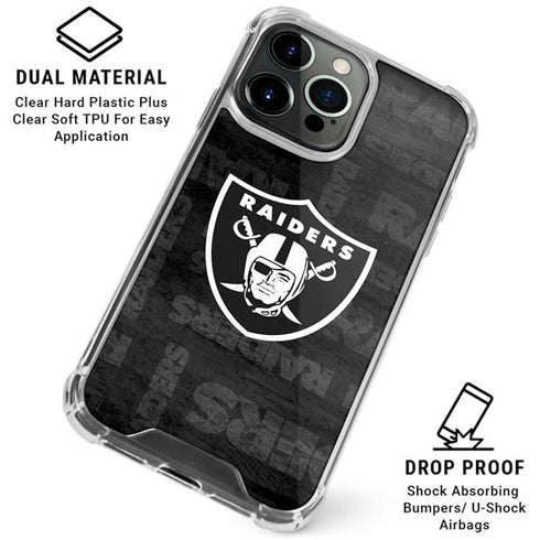 NFL Las Vegas Raiders Black & White iPhone 16 Pro Clear Case