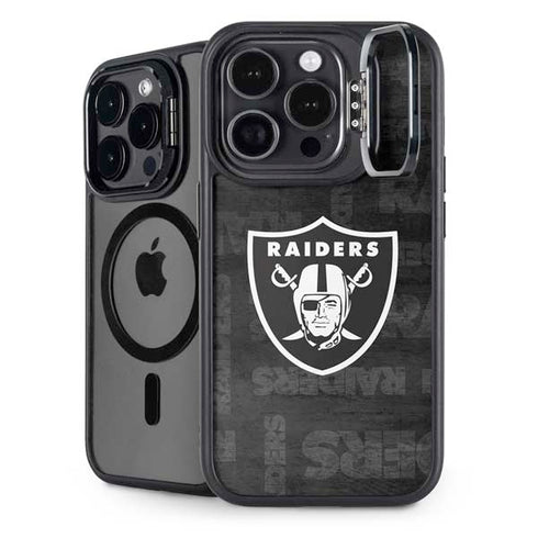 NFL Las Vegas Raiders Black & White iPhone 16 Pro Max Kickstand Case