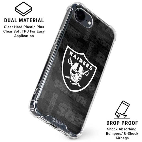 NFL Las Vegas Raiders Black & White iPhone 16e Clear Case