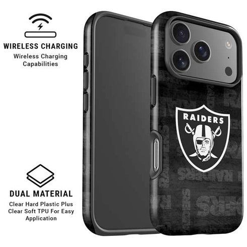NFL Las Vegas Raiders Black & White iPhone 17 Pro Magsafe Impact Case