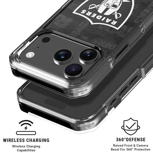 NFL Las Vegas Raiders Black & White iPhone 17 Pro Max Clear Case