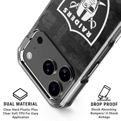 NFL Las Vegas Raiders Black & White iPhone 17 Pro Max Clear Case