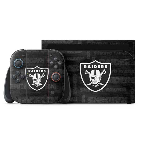 NFL Las Vegas Raiders Black & White Nintendo Skins