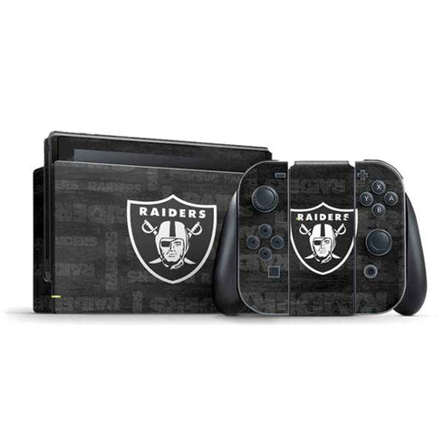 NFL Las Vegas Raiders Black & White Nintendo Skins