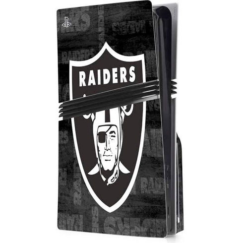 NFL Las Vegas Raiders Black & White PS5 Pro Disk Console Skin