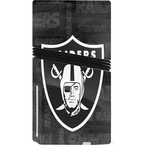 NFL Las Vegas Raiders Black & White PS5 Pro Disk Console Skin