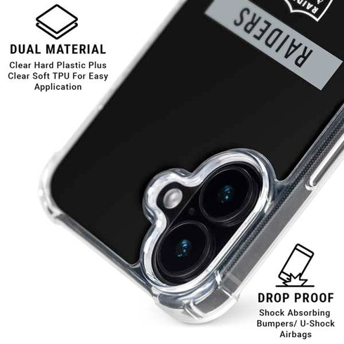 NFL Las Vegas Raiders Black Performance Series iPhone 16 Plus Clear Case