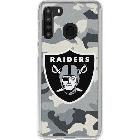 NFL Las Vegas Raiders Camo Galaxy A21 Clear Case