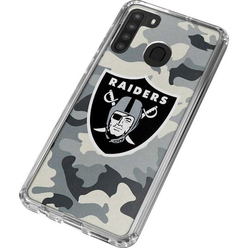 NFL Las Vegas Raiders Camo Galaxy A21 Clear Case