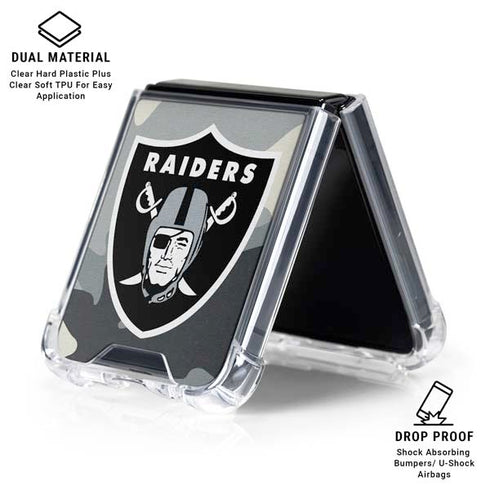 NFL Las Vegas Raiders Camo Galaxy Z Flip6 Clear Case