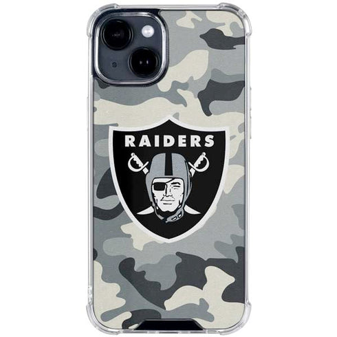 NFL Las Vegas Raiders Camo iPhone 15 Clear Case