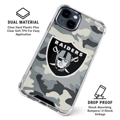 NFL Las Vegas Raiders Camo iPhone 15 Clear Case