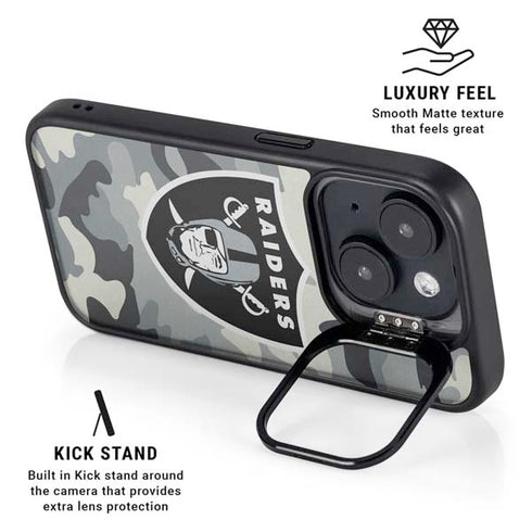 NFL Las Vegas Raiders Camo iPhone 15 Plus Kickstand Case