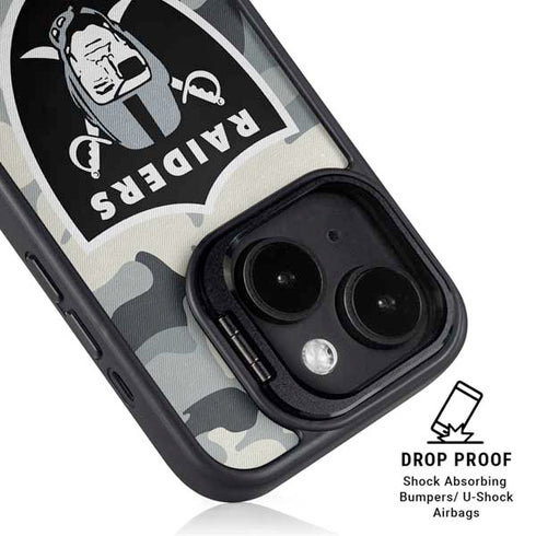 NFL Las Vegas Raiders Camo iPhone 15 Plus Kickstand Case