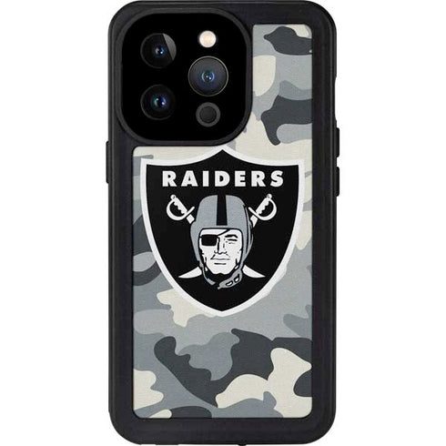 NFL Las Vegas Raiders Camo iPhone 15 Pro Waterproof Case