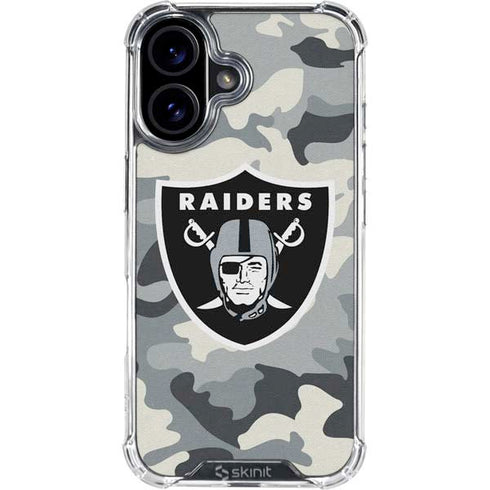 NFL Las Vegas Raiders Camo iPhone 16 Plus Clear Case