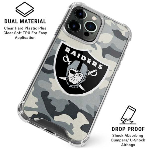 NFL Las Vegas Raiders Camo iPhone 16 Pro Max Clear Case
