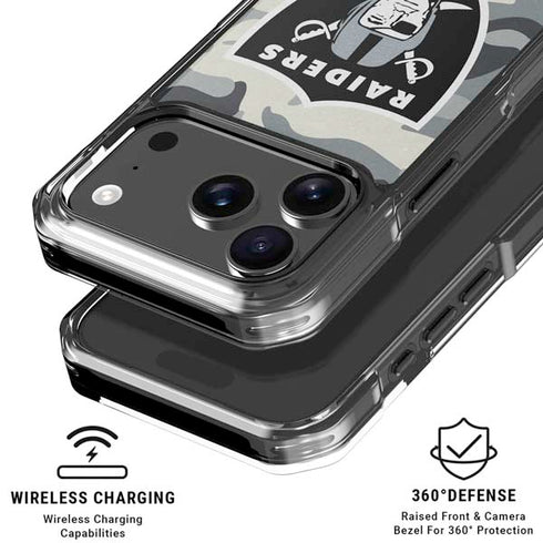 NFL Las Vegas Raiders Camo iPhone 18 Pro Clear Case