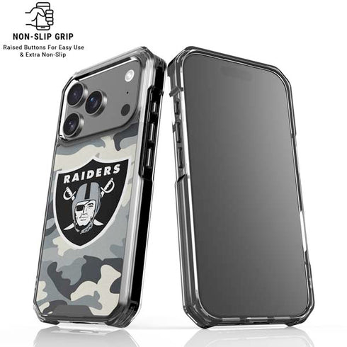 NFL Las Vegas Raiders Camo iPhone 18 Pro Clear Case