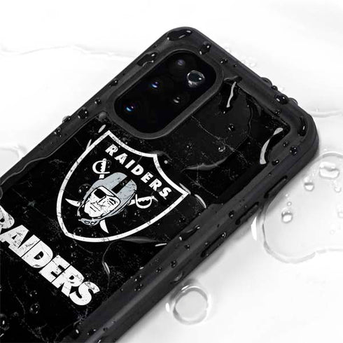 NFL Las Vegas Raiders Distressed Galaxy S20 Plus Waterproof Case