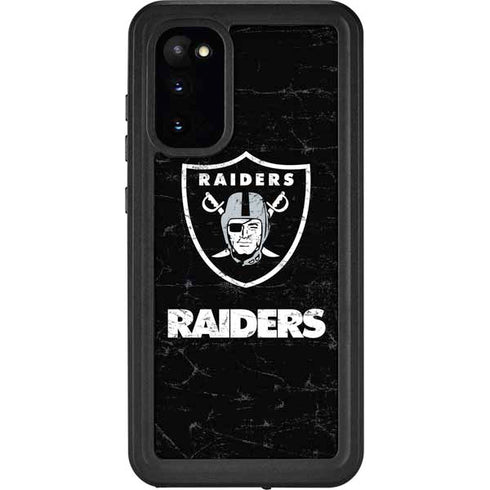 NFL Las Vegas Raiders Distressed Galaxy S20 Waterproof Case