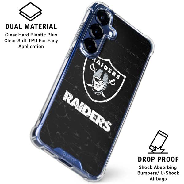 NFL Las Vegas Raiders Distressed Galaxy S25 Clear Case NFL Las Vegas Raiders Distressed Galaxy S25 Clear Case
