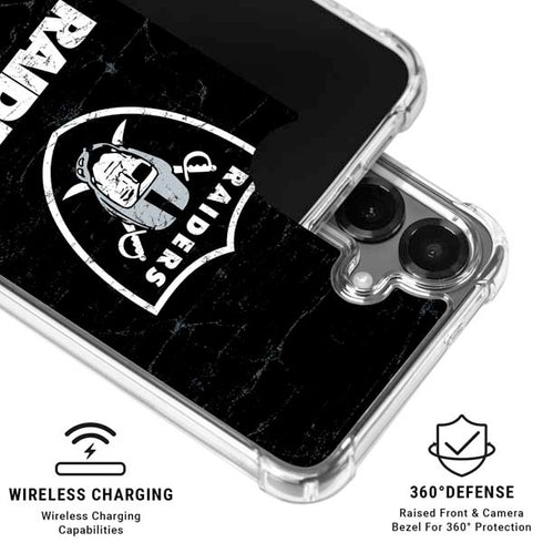NFL Las Vegas Raiders Distressed Galaxy S26 Plus Clear Case