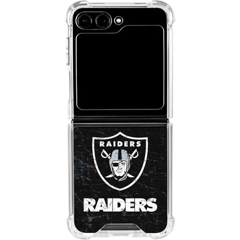 NFL Las Vegas Raiders Distressed Galaxy Z Flip6 Clear Case