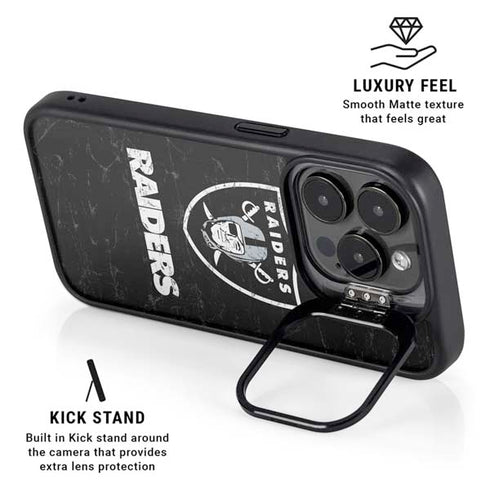 NFL Las Vegas Raiders Distressed iPhone 14 Pro Max Kickstand Case