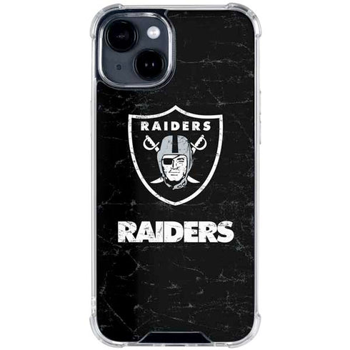 NFL Las Vegas Raiders Distressed iPhone 15 Clear Case