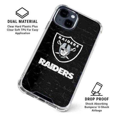 NFL Las Vegas Raiders Distressed iPhone 15 Clear Case